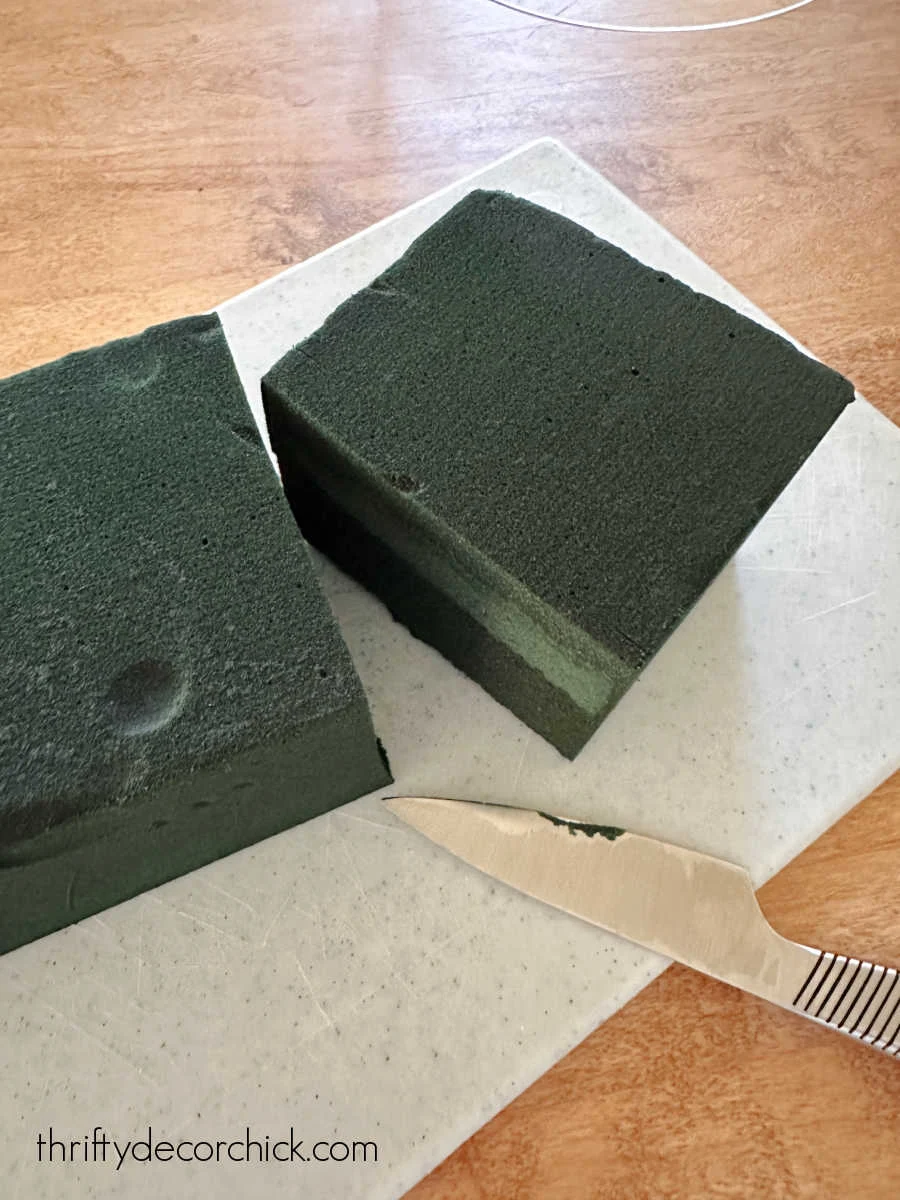 cut wet floral foam